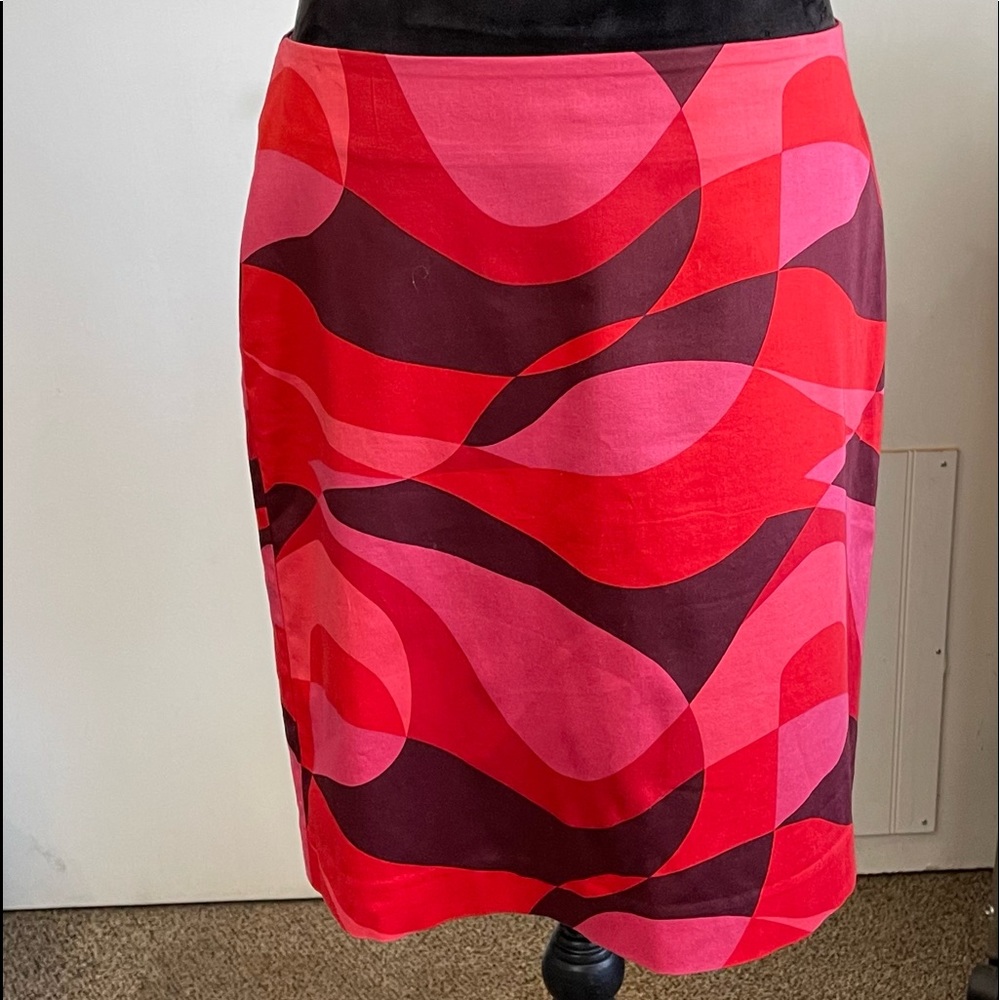 Geo Pattern Red Ann Taylor Petite Skirt